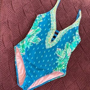 Lilly Pulitzer Jaspen Print One-Piece Swimsuit in Teal & Pink